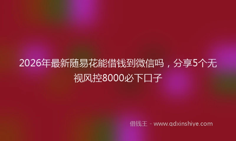 2026年最新随易花能借钱到微信吗，分享5个无视风控8000必下口子