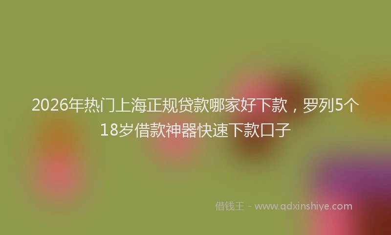 2026年热门上海正规贷款哪家好下款，罗列5个18岁借款神器快速下款口子