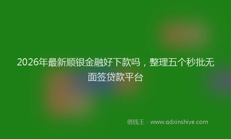 2026年最新顺银金融好下款吗，整理五个秒批无面签贷款平台