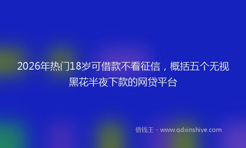 2026年热门18岁可借款不看征信，概括五个无视黑花半夜下款的网贷平台