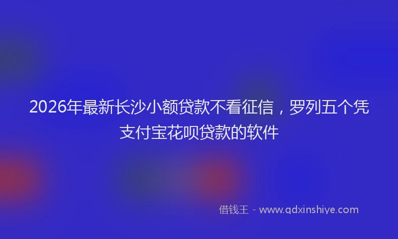2026年最新长沙小额贷款不看征信，罗列五个凭支付宝花呗贷款的软件