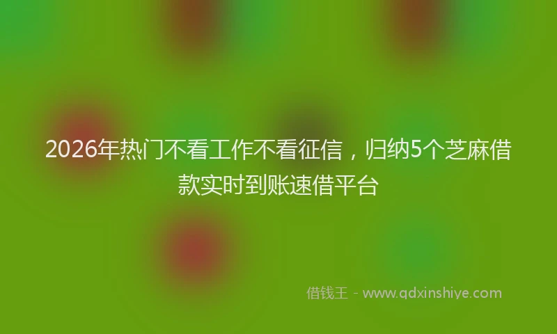 2026年热门不看工作不看征信，归纳5个芝麻借款实时到账速借平台