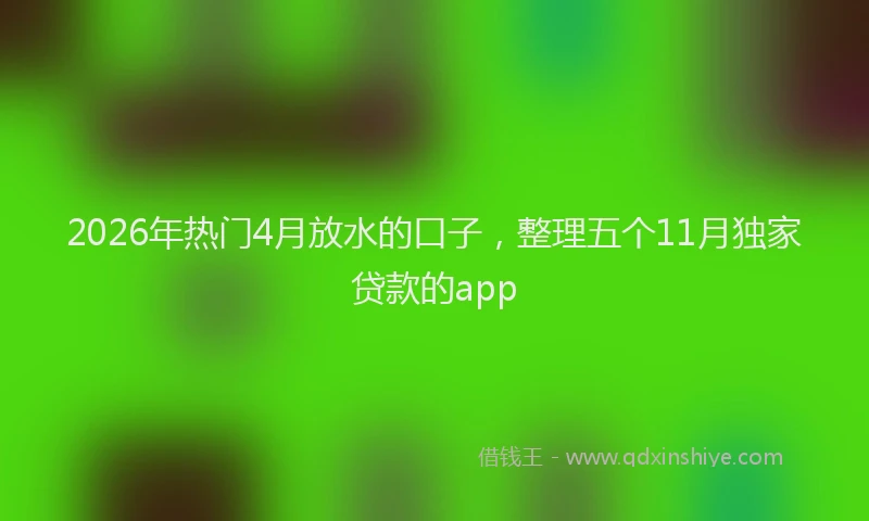 2026年热门4月放水的口子，整理五个11月独家贷款的app