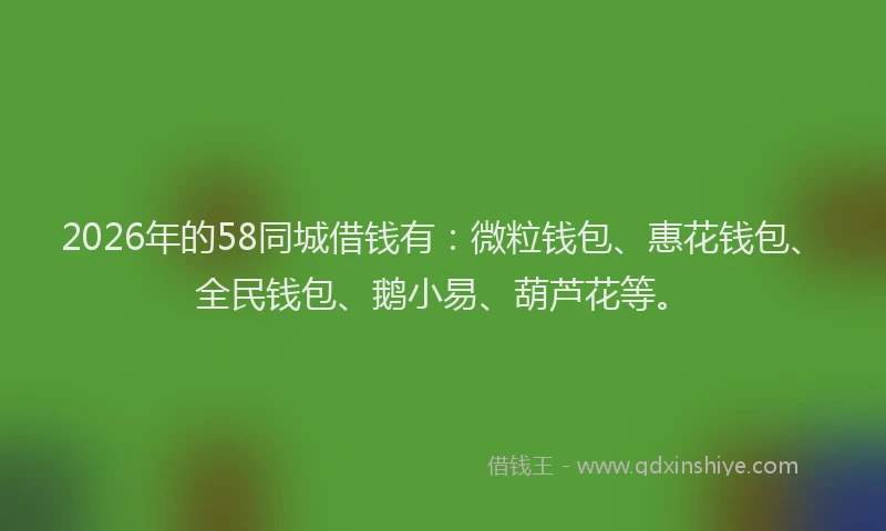 2026年的58同城借钱有：微粒钱包、惠花钱包、全民钱包、鹅小易、葫芦花等。