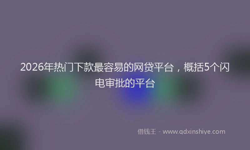 2026年热门下款最容易的网贷平台，概括5个闪电审批的平台