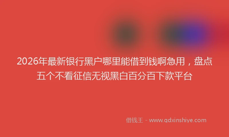2026年最新银行黑户哪里能借到钱啊急用，盘点五个不看征信无视黑白百分百下款平台