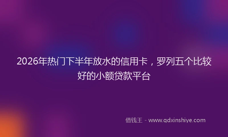 2026年热门下半年放水的信用卡，罗列五个比较好的小额贷款平台