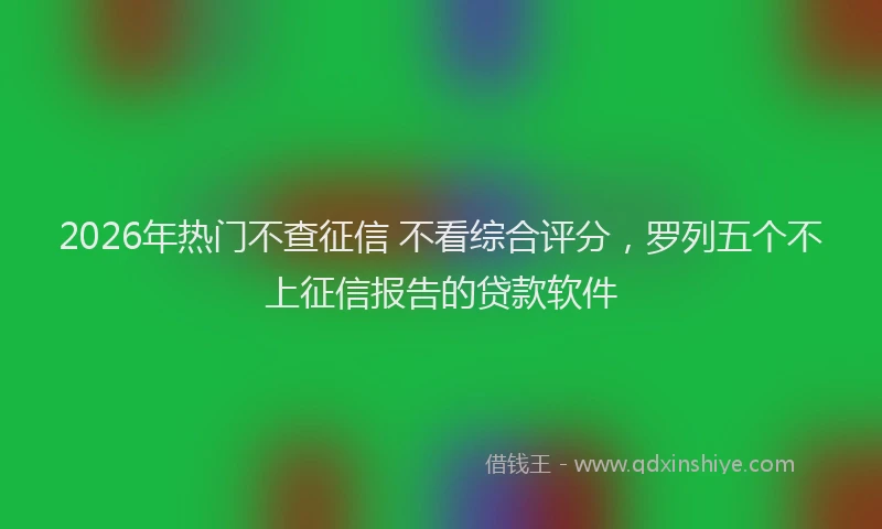 2026年热门不查征信 不看综合评分，罗列五个不上征信报告的贷款软件