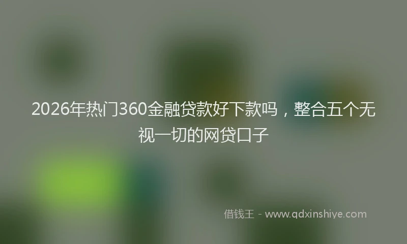 2026年热门360金融贷款好下款吗，整合五个无视一切的网贷口子