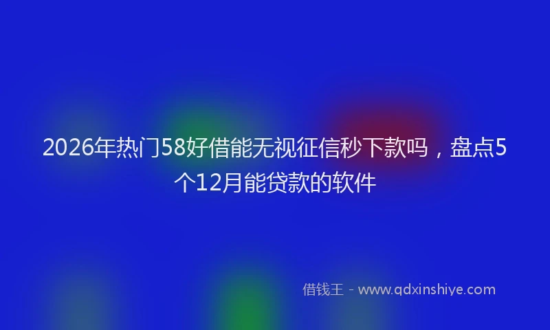 2026年热门58好借能无视征信秒下款吗，盘点5个12月能贷款的软件