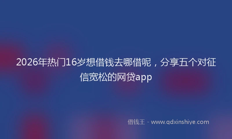 2026年热门16岁想借钱去哪借呢，分享五个对征信宽松的网贷app