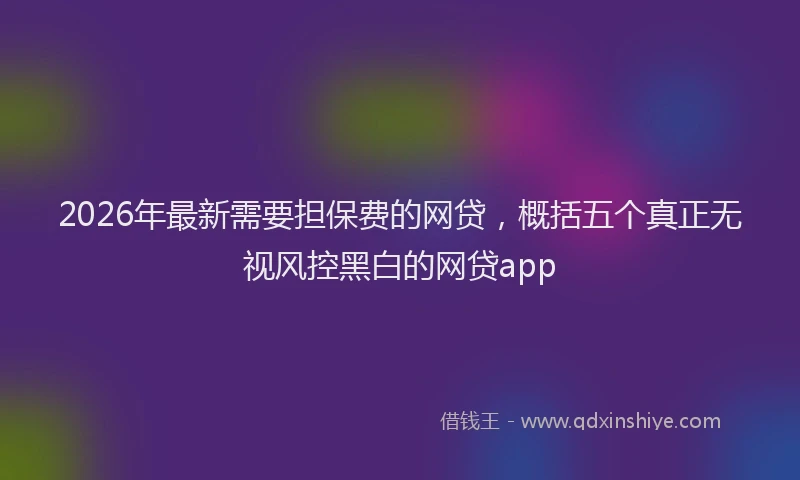 2026年最新需要担保费的网贷，概括五个真正无视风控黑白的网贷app
