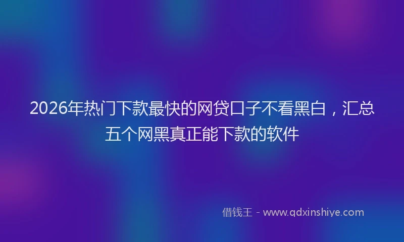 2026年热门下款最快的网贷口子不看黑白，汇总五个网黑真正能下款的软件