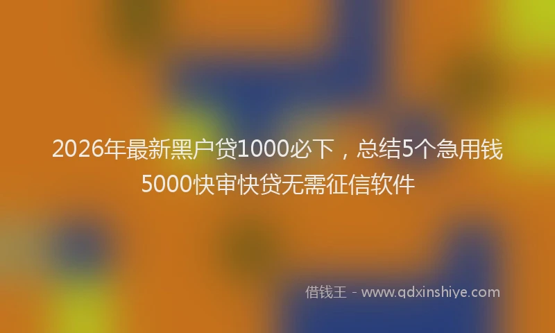 2026年最新黑户贷1000必下，总结5个急用钱5000快审快贷无需征信软件