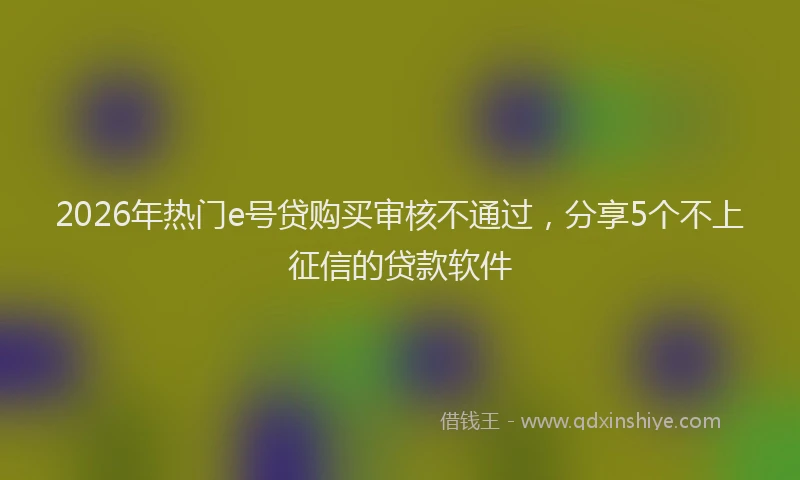 2026年热门e号贷购买审核不通过，分享5个不上征信的贷款软件