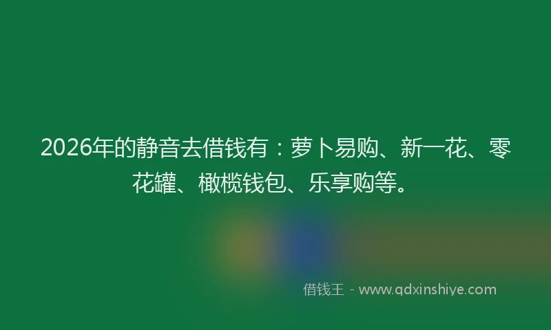 2026年的静音去借钱有：萝卜易购、新一花、零花罐、橄榄钱包、乐享购等。