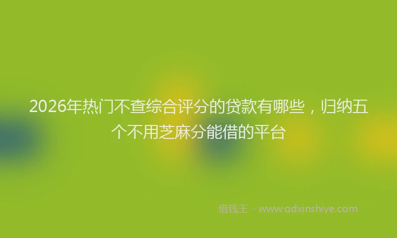 2026年热门不查综合评分的贷款有哪些，归纳五个不用芝麻分能借的平台