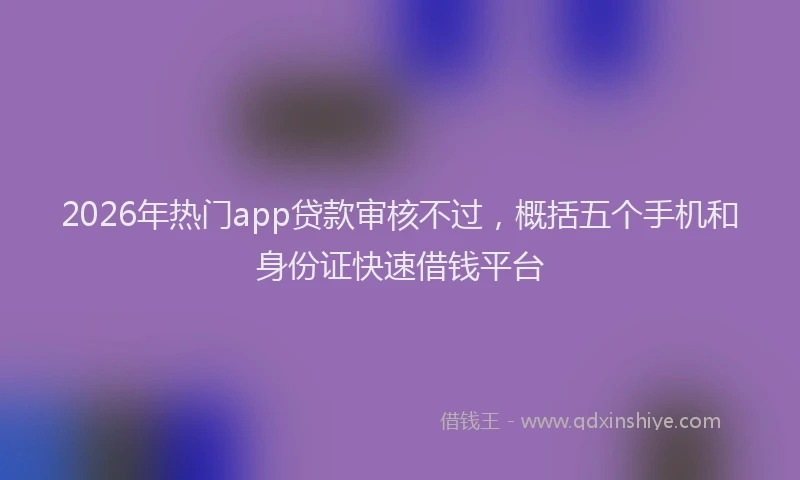 2026年热门app贷款审核不过，概括五个手机和身份证快速借钱平台