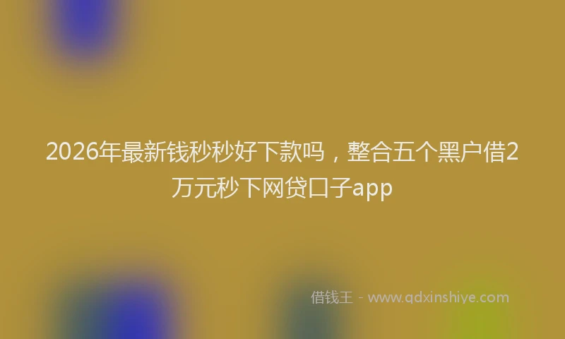 2026年最新钱秒秒好下款吗，整合五个黑户借2万元秒下网贷口子app