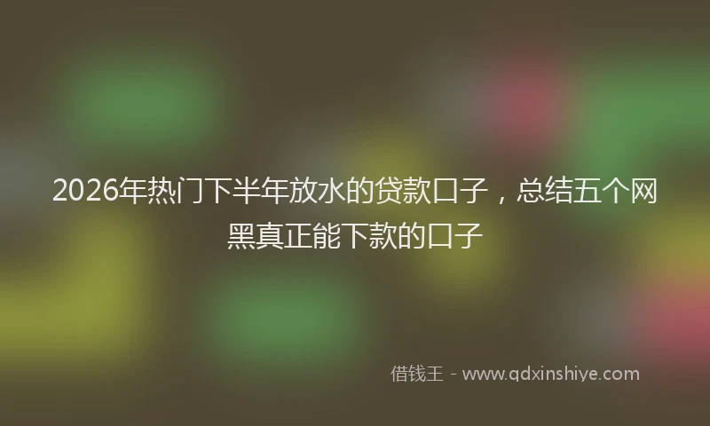 2026年热门下半年放水的贷款口子，总结五个网黑真正能下款的口子