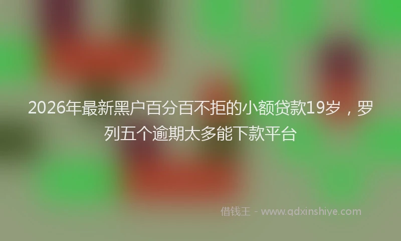 2026年最新黑户百分百不拒的小额贷款19岁，罗列五个逾期太多能下款平台