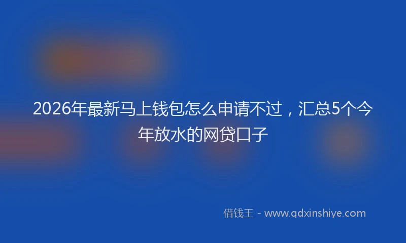 2026年最新马上钱包怎么申请不过，汇总5个今年放水的网贷口子