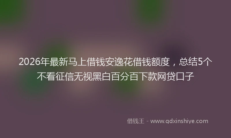 2026年最新马上借钱安逸花借钱额度，总结5个不看征信无视黑白百分百下款网贷口子