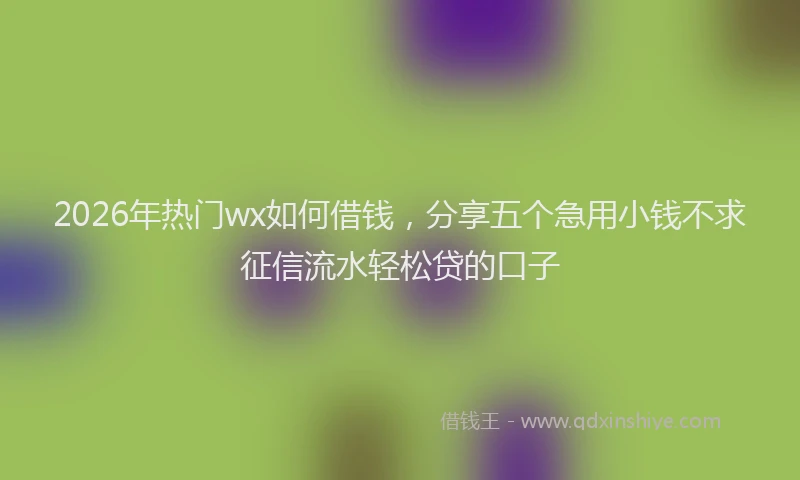2026年热门wx如何借钱，分享五个急用小钱不求征信流水轻松贷的口子