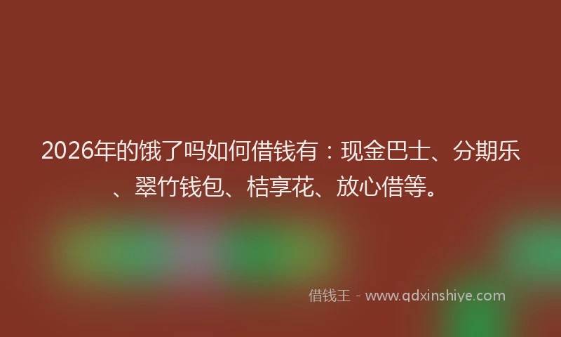 2026年的饿了吗如何借钱有：现金巴士、分期乐、翠竹钱包、桔享花、放心借等。