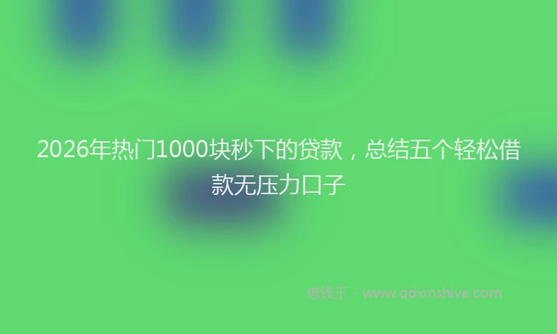 2026年热门1000块秒下的贷款，总结五个轻松借款无压力口子