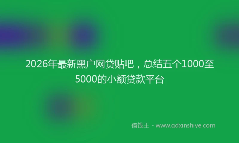 2026年最新黑户网贷贴吧，总结五个1000至5000的小额贷款平台