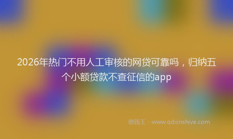 2026年热门不用人工审核的网贷可靠吗，归纳五个小额贷款不查征信的app