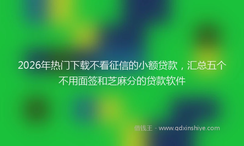 2026年热门下载不看征信的小额贷款，汇总五个不用面签和芝麻分的贷款软件