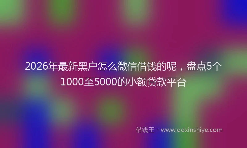 2026年最新黑户怎么微信借钱的呢，盘点5个1000至5000的小额贷款平台