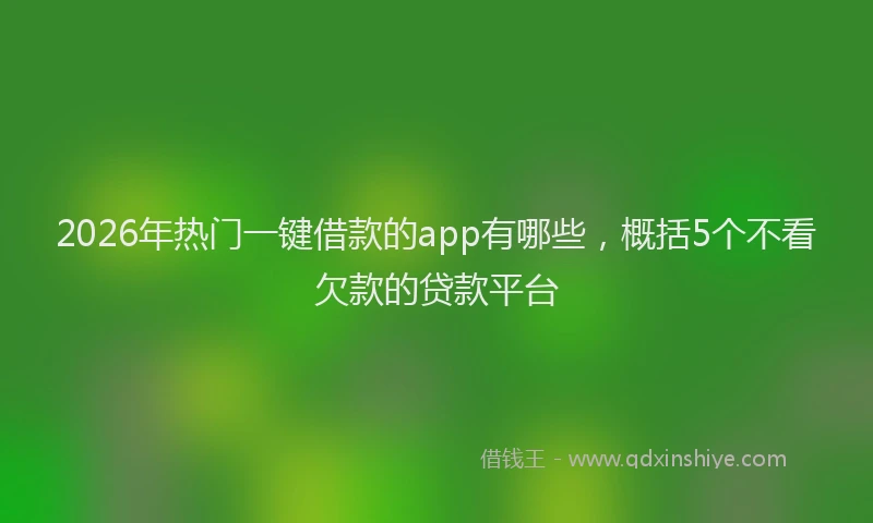 2026年热门一键借款的app有哪些，概括5个不看欠款的贷款平台
