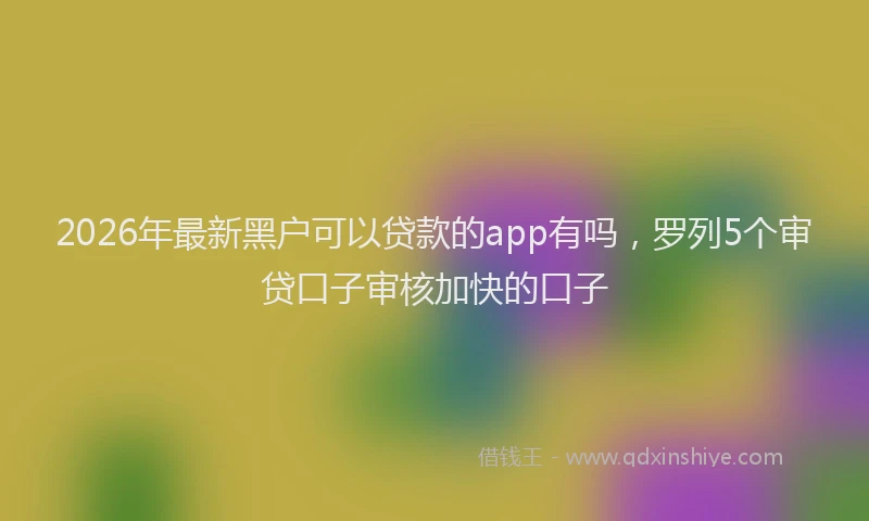 2026年最新黑户可以贷款的app有吗，罗列5个审贷口子审核加快的口子