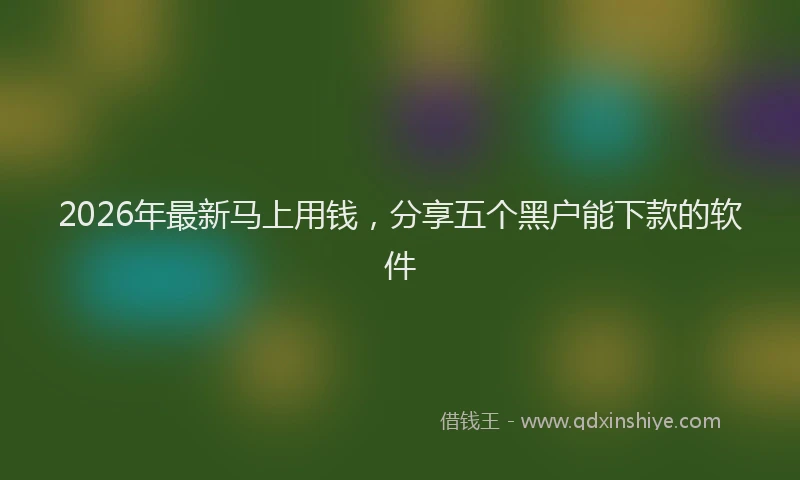 2026年最新马上用钱，分享五个黑户能下款的软件
