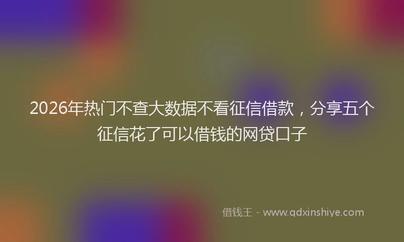 2026年热门不查大数据不看征信借款，分享五个征信花了可以借钱的网贷口子