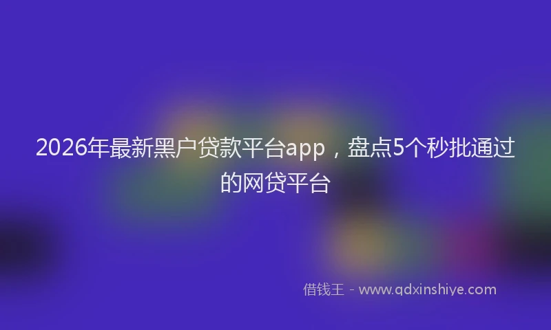 2026年最新黑户贷款平台app，盘点5个秒批通过的网贷平台