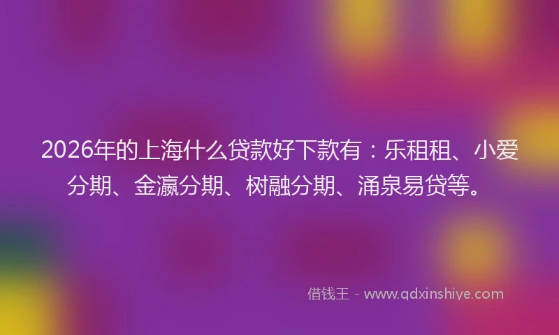 2026年的上海什么贷款好下款有：乐租租、小爱分期、金瀛分期、树融分期、涌泉易贷等。