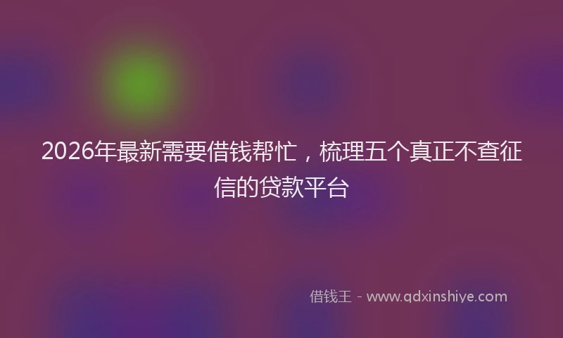 2026年最新需要借钱帮忙，梳理五个真正不查征信的贷款平台