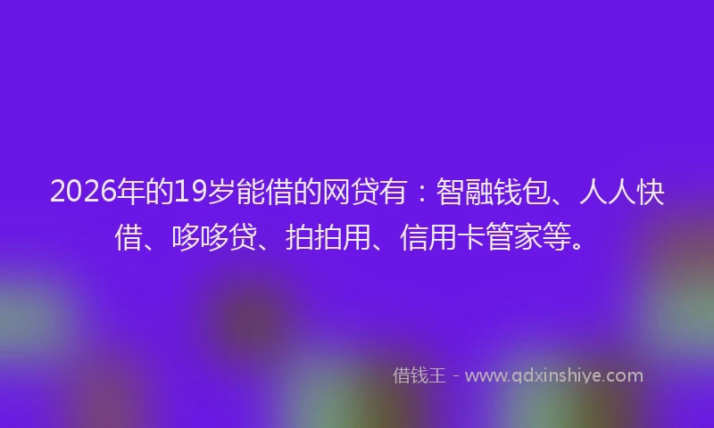2026年的19岁能借的网贷有：智融钱包、人人快借、哆哆贷、拍拍用、信用卡管家等。