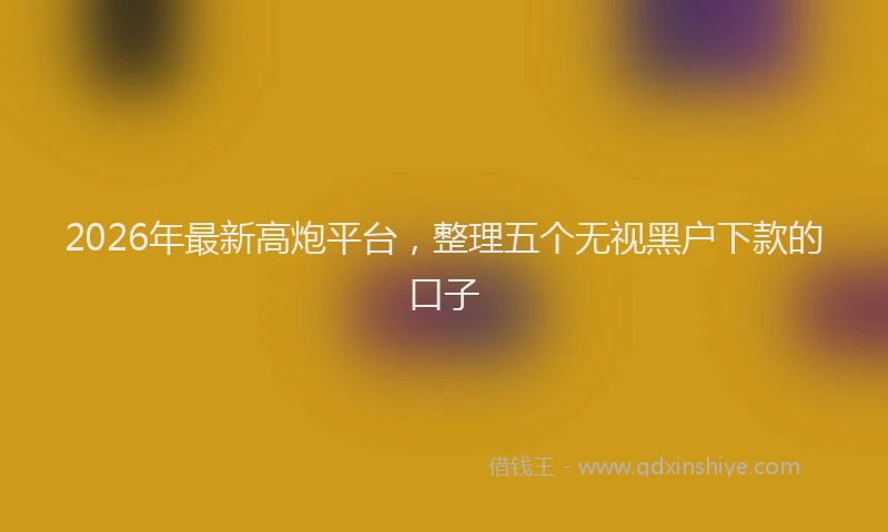 2026年最新高炮平台，整理五个无视黑户下款的口子
