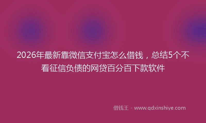 2026年最新靠微信支付宝怎么借钱，总结5个不看征信负债的网贷百分百下款软件