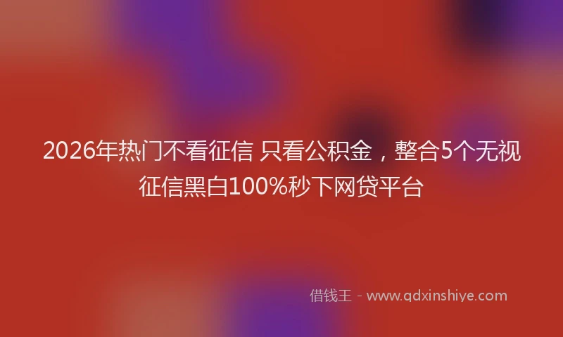 2026年热门不看征信 只看公积金，整合5个无视征信黑白100%秒下网贷平台
