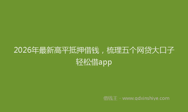 2026年最新高平抵押借钱，梳理五个网贷大口子轻松借app