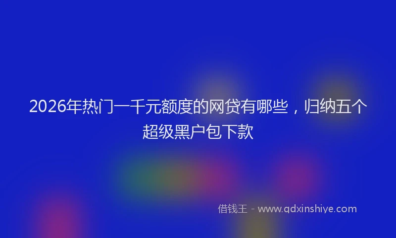 2026年热门一千元额度的网贷有哪些，归纳五个超级黑户包下款