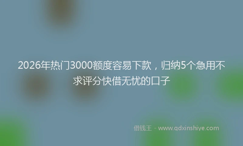 2026年热门3000额度容易下款，归纳5个急用不求评分快借无忧的口子