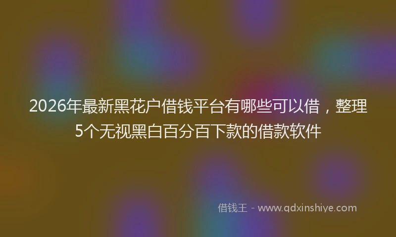 2026年最新黑花户借钱平台有哪些可以借，整理5个无视黑白百分百下款的借款软件