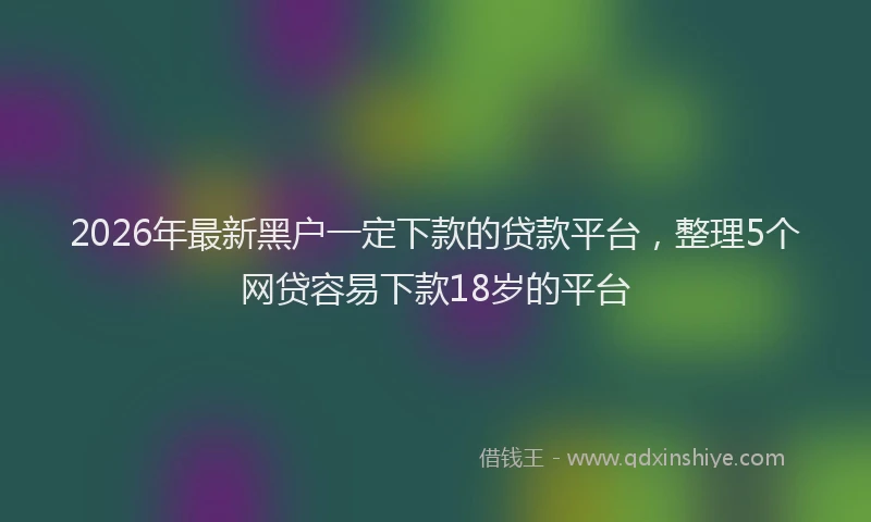 2026年最新黑户一定下款的贷款平台，整理5个网贷容易下款18岁的平台